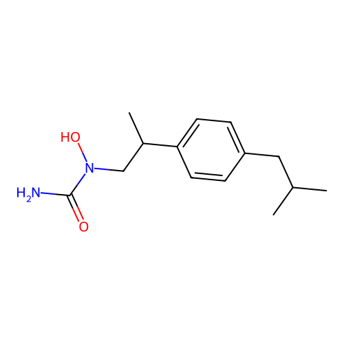 1-Hydroxy-1-[2-[4-(2-methylpropyl)phenyl]propyl]urea structure