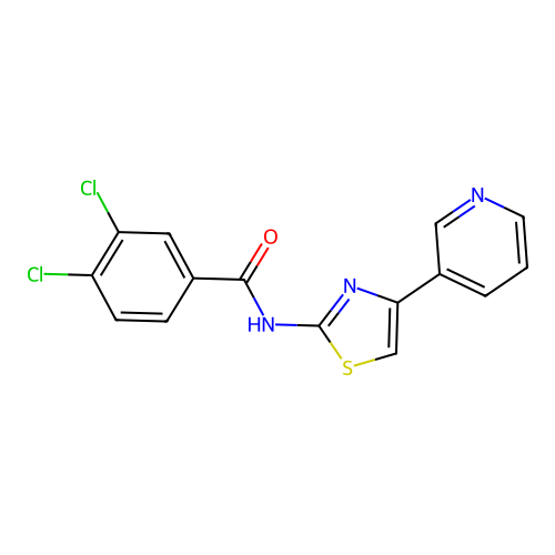 3,4-dichloro-N-(4-(pyridin-3-yl)-1,3-thiazol-2-yl)benzamide structure