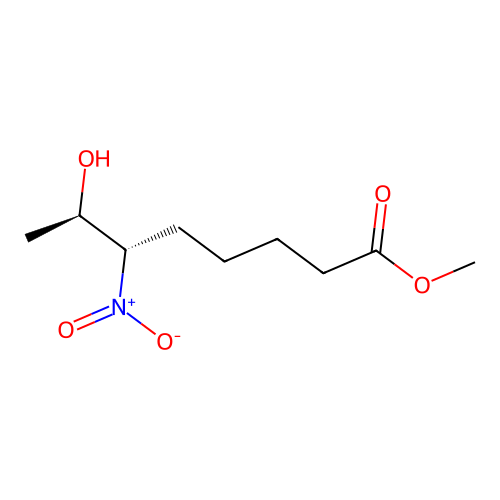 Octanoic acid, 7-hydroxy-6-nitro-, methyl ester, (R*,S*)- structure
