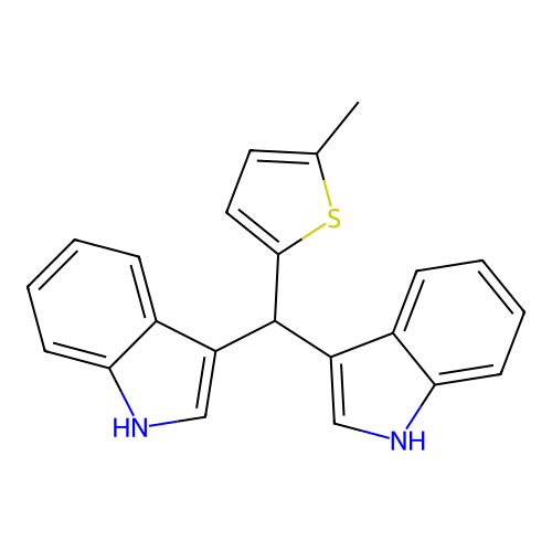 3,3'-[(5-methylthiophen-2-yl)methanediyl]bis(1H-indole) structure