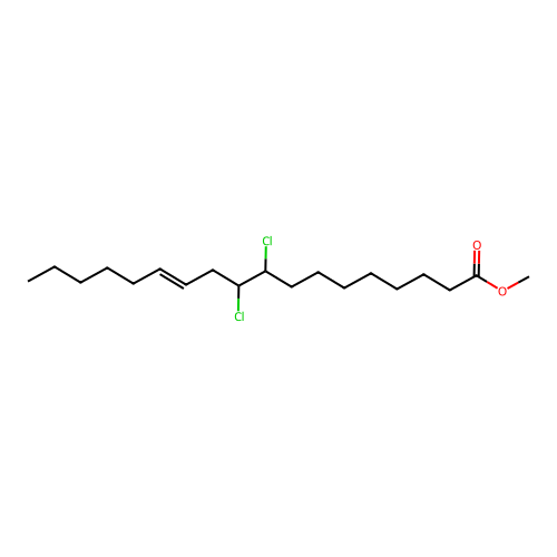 Methyl (E)-9,10-dichlorooctadec-12-enoate structure