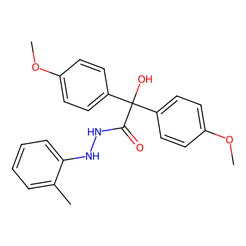 2-hydroxy-2,2-bis(4-methoxyphenyl)-N'-(2-methylphenyl)acetohydrazide structure