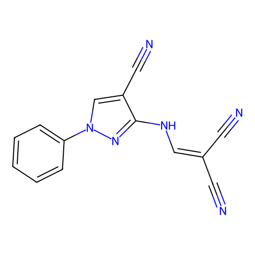 Propanedinitrile, [[(4-cyano-1-phenyl-1H-pyrazol-3-yl)amino]methylene]- structure