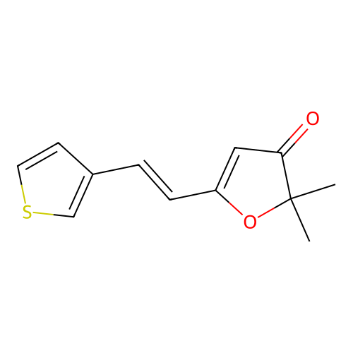 2,2-dimethyl-5-[(E)-2-thiophen-3-ylethenyl]furan-3-one structure