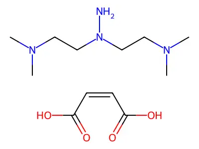 (2Z)-But-2-enedioic acid--2,2'-(hydrazine-1,1-diyl)bis(N,N-dimethylethan-1-amine) (1/1) structure