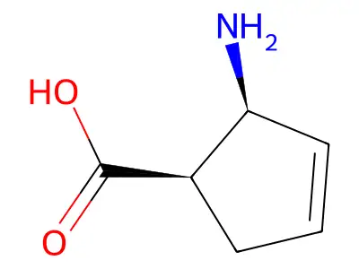 (1R,2S)-2-aminocyclopent-3-ene-1-carboxylic acid structure