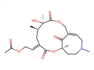 2-[(1R,6R,7R)-7-hydroxy-6,7,14-trimethyl-3,8,17-trioxo-2,9-dioxa-14-azabicyclo[9.5.1]heptadec-11-en-4-ylidene]ethyl acetate structure