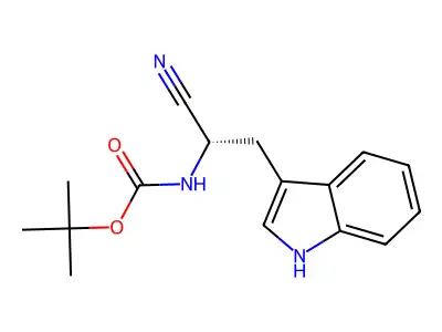 tert-butyl N-[(1S)-1-cyano-2-(1H-indol-3-yl)ethyl]carbamate structure