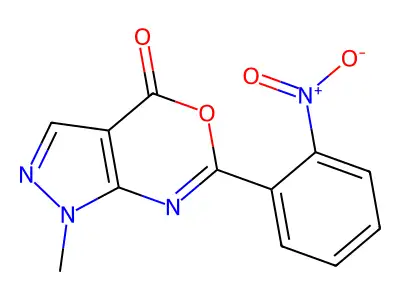 Pyrazolo(3,4-d)(1,3)oxazin-4(1H)-one, 1-methyl-6-(2-nitrophenyl)- structure