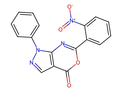 Pyrazolo(3,4-d)(1,3)oxazin-4(1H)-one, 6-(nitrophenyl)-1-phenyl- structure