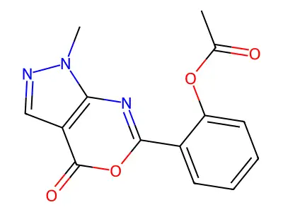 Pyrazolo(3,4-d)(1,3)oxazin-4(1H)-one, 6-(2-(acetyloxy)phenyl)-1-methyl- structure