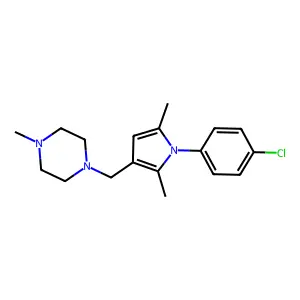 Piperazine, 1-((1-(4-chlorophenyl)-2,5-dimethyl-1H-pyrrol-3-yl)methyl)-4-methyl- structure