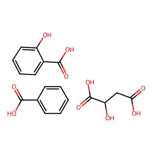 Benzoic acid, malic acid, propylene glycol, salicylic acid drug combination structure