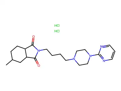 1H-Isoindole-1,3(2H)-dione, hexahydro-5-methyl-2-(4-(4-(2-pyrimidinyl)-1-piperazinyl)butyl)-,dihydrochloride structure