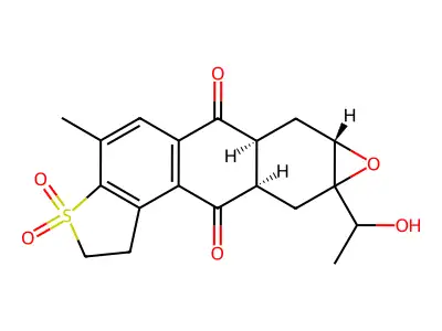 Thieno(3',2':5,6)anthra(2,3-b)oxirene-6,10-dione, 1,2,6a,7,7a,8a,9,9a-octahydro-8a-(1-hydroxyethyl)-4-methyl-, 3,3-dioxide, (6a-alpha,7a-beta,8a-beta(R*),9a-alpha)-(+-)- structure