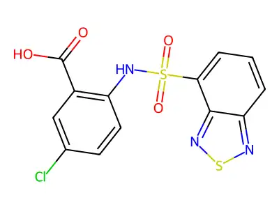 2-[(2,1,3-Benzothiadiazol-4-ylsulfonyl)amino]-5-chlorobenzoic acid structure