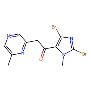 Ethanone, 1-(2,4-dibromo-1-methyl-1H-imidazol-5-yl)-2-(6-methyl-2-pyrazinyl)- structure