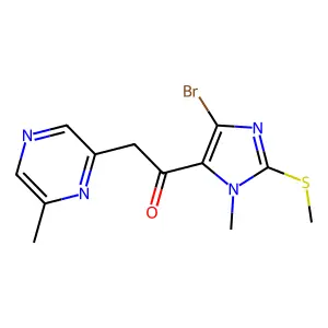 Ethanone, 1-(5-Bromo-3-methyl-2-methylthioimidazol-4-yl)-2-(6-methylpyrazin-2-yl)- structure