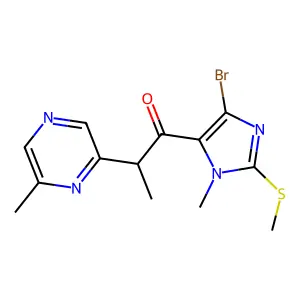 1-(5-Bromo-3-methyl-2-methylthioimidazol-4-yl)-2-(6-methylpyrazin-2-yl)propan-1-one structure