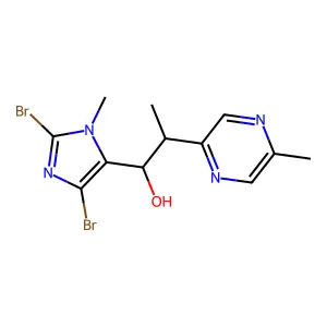 (1R,2S)-1-(2,5-dibromo-3-methylimidazol-4-yl)-2-(5-methylpyrazin-2-yl)propan-1-ol structure