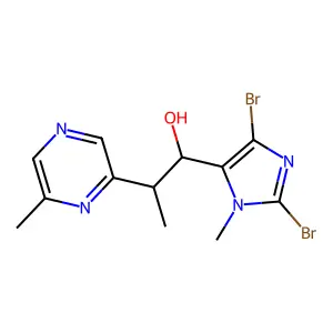 Pyrazineethanol, alpha-(2,4-dibromo-1-methyl-1H-imidazol-5-yl)-beta,6-dimethyl-, (R*,R*)- structure