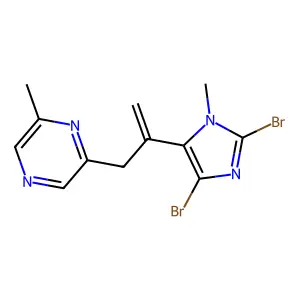2-(2-(2,5-Dibromo-3-methylimidazol-4-yl)prop-2-enyl)-6-methylpyrazine structure