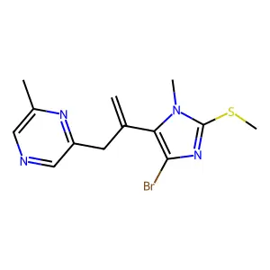 Pyrazine, 2-(2-(4-bromo-1-methyl-2-(methylthio)-1H-imidazol-5-yl)-2-  propenyl)-6-methyl- structure