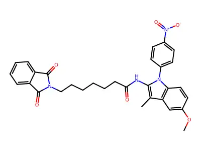 2H-Isoindole-2-heptanamide, 1,3-dihydro-1,3-dioxo-N-(5-methoxy-3-methyl-1-(4-nitrophenyl)-1H-indol-2-yl)- structure