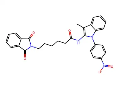 2H-Isoindole-2-hexanamide, 1,3-dihydro-1,3-dioxo-N-(3-methyl-1-(4-nitrophenyl)-1H-indol-2-yl)- structure
