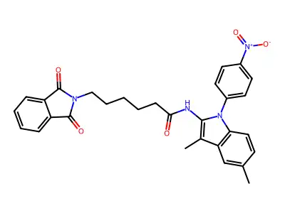 2H-Isoindole-2-hexanamide, 1,3-dihydro-N-(3,5-dimethyl-1-(4-nitrophenyl)-1H-indol-2-yl)-1,3-dioxo- structure
