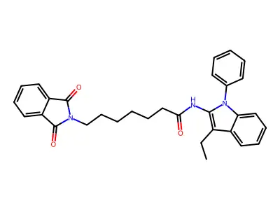 2H-Isoindole-2-heptanamide, 1,3-dihydro-1,3-dioxo-N-(3-ethyl-1-phenyl-1H-indol-2-yl)- structure