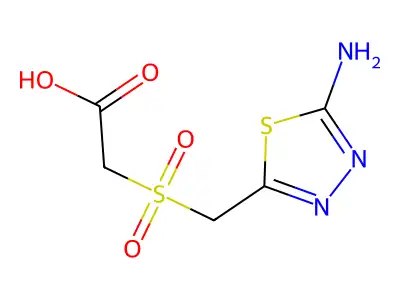 2-(((5-Amino-1,3,4-thiadiazol-2-yl)methyl)sulfonyl)acetic acid structure