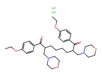 1,8-Bis(4-ethoxyphenyl)-2,7-bis(4-morpholinylmethyl)-1,8-octanedione dihydrochloride structure