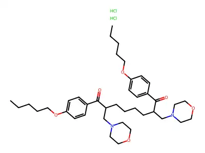 2,7-Bis(4-morpholinylmethyl)-1,8-bis(4-(pentyloxy)phenyl)-1,8-octanedione dihydrochloride structure
