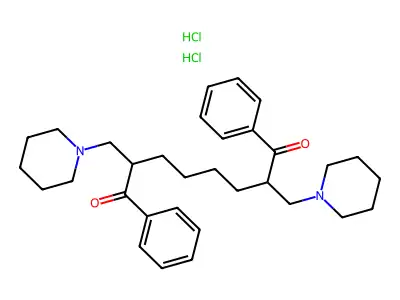 1,8-Octanedione, 2,7-bis(1-piperidinylmethyl)-1,8-diphenyl-, dihydrochloride structure