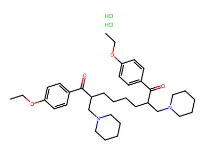 1,8-Bis(4-ethoxyphenyl)-2,7-bis(1-piperidinylmethyl)-1,8-octanedione dihydrochloride structure