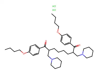 1,8-Bis(4-butoxyphenyl)-2,7-bis(1-piperidinylmethyl)-1,8-octanedione dihydrochloride structure