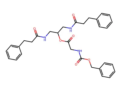 Glycine, N-((phenylmethoxy)carbonyl)-, 2-((1-oxo-3-phenylpropyl)amino)-1-(((1-oxo-3-phenylpropyl)amino)methyl)ethyl ester structure