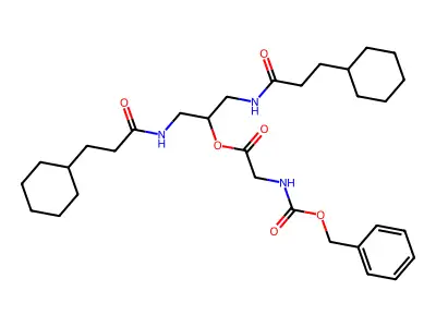 Glycine, N-((phenylmethoxy)carbonyl)-, 2-((3-cyclohexyl-1-oxopropyl)amino)-1-(((3-cyclohexyl-1-oxopropyl)amino)methyl)ethyl ester structure