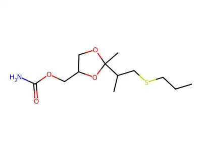 1,3-Dioxolane-4-methanol, 2-methyl-2-(1-methyl-2-(propylthio)ethyl)-, carbamate structure