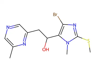 1-(4-Bromo-1-methyl-2-(methylthio)-1H-imidazol-5-yl)-2-(6-methylpyrazin-2-yl)ethanol structure