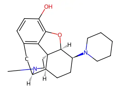 17-Methyl-6-(piperidin-1-yl)-4,5-epoxymorphinan-3-ol structure
