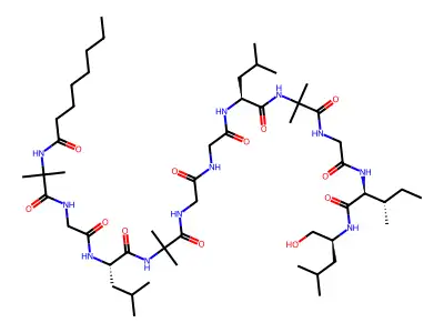 octanoyl-Aib-Gly-DL-Leu-Aib-Gly-Gly-DL-Leu-Aib-Gly-DL-xiIle-DL-Leu-ol structure