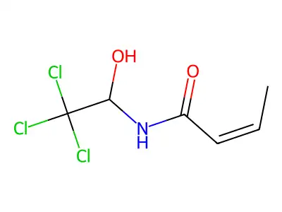 N-(2,2,2-trichloro-1-hydroxyethyl)but-2-enamide structure