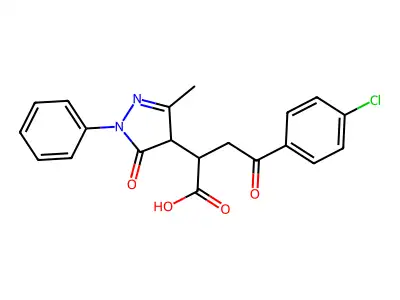 4-(4-chlorophenyl)-2-(3-methyl-5-oxo-1-phenyl-4,5-dihydro-1H-pyrazol-4-yl)-4-oxobutanoic acid structure