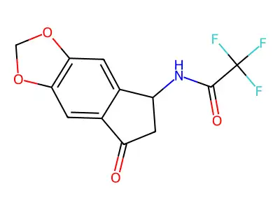 2,2,2-trifluoro-N-(7-oxo-6,7-dihydro-5H-indeno[5,6-d][1,3]dioxol-5-yl)acetamide structure