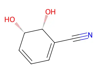 (5S,6R)-5,6-dihydroxycyclohexa-1,3-diene-1-carbonitrile structure