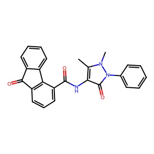 N-(1,5-dimethyl-3-oxo-2-phenyl-2,3-dihydro-1H-pyrazol-4-yl)-9-oxo-9H-fluorene-4-carboxamide structure
