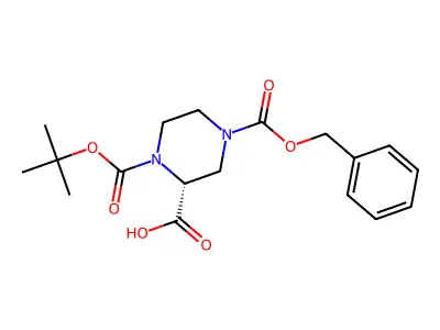4-((Benzyloxy)carbonyl)-1-((tert-butoxy)carbonyl)piperazine-2-carboxylic acid structure