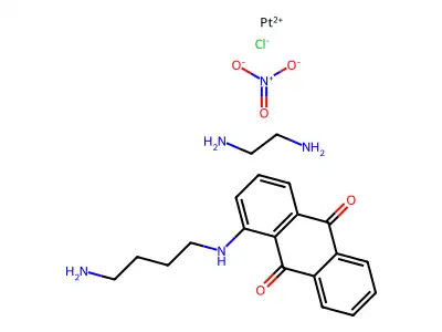 Platinum(1+), (1-((4-aminobutyl)amino)-9,10-anthracenedione)chloro(1,2-ethanediamine-N,N')-, (SP-4-2)-, nitrate structure